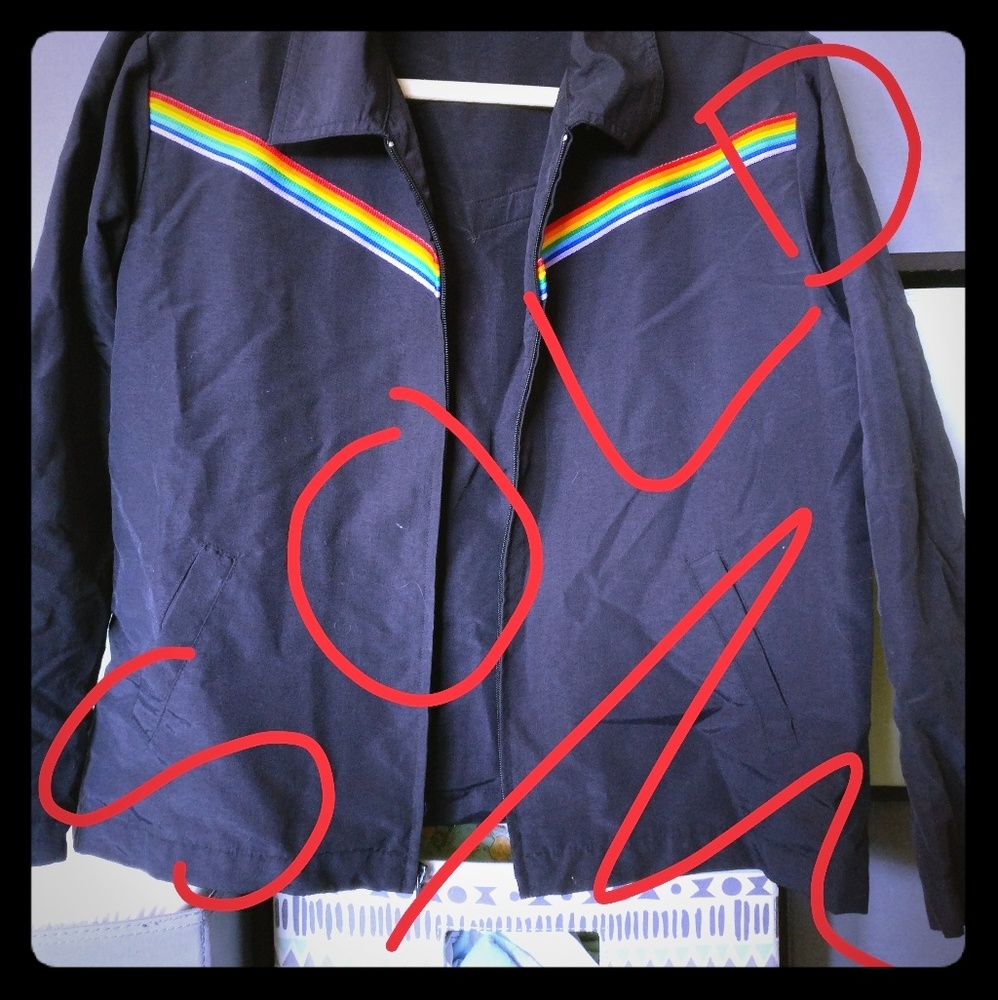 🚫SOLD🚫Bodywaves Black Blazer with Rainbow stripe